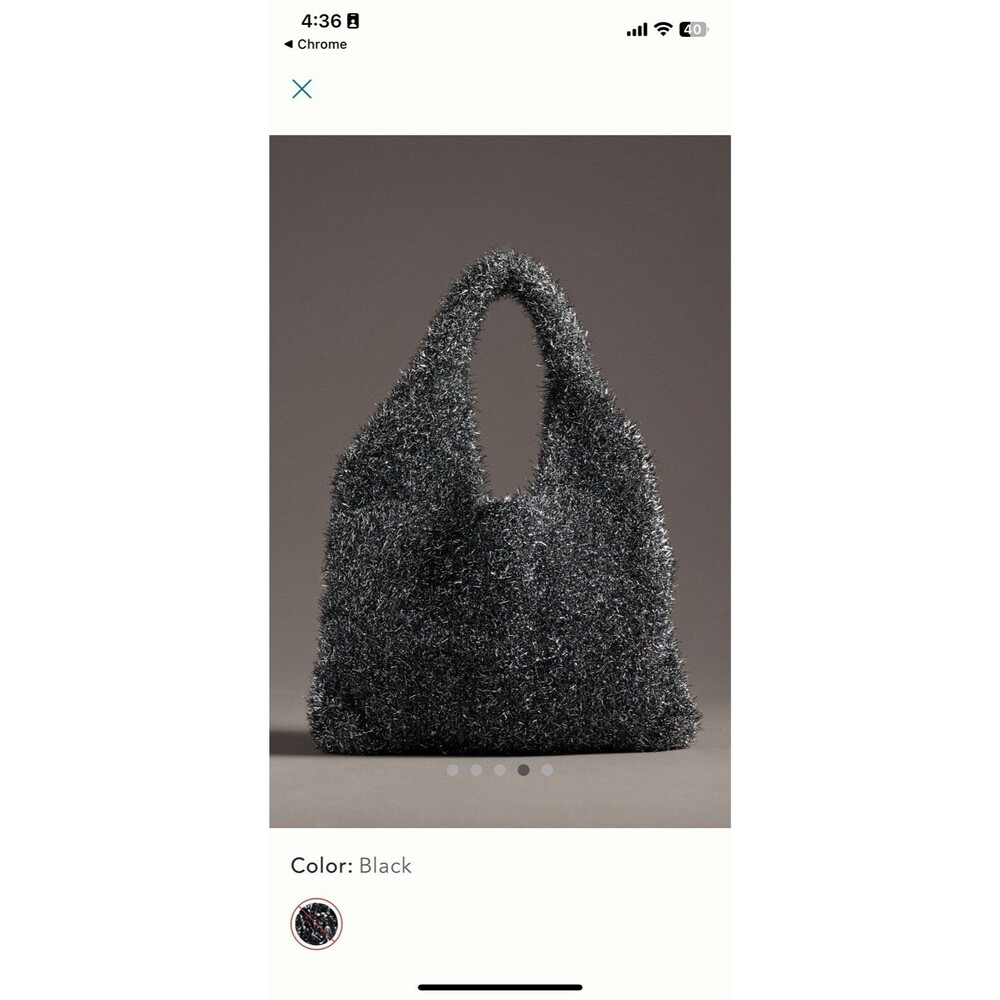 Anthropologie Mini Metallic Tote, Black, Night Out, Glam, NWT - Picture 4 of 9